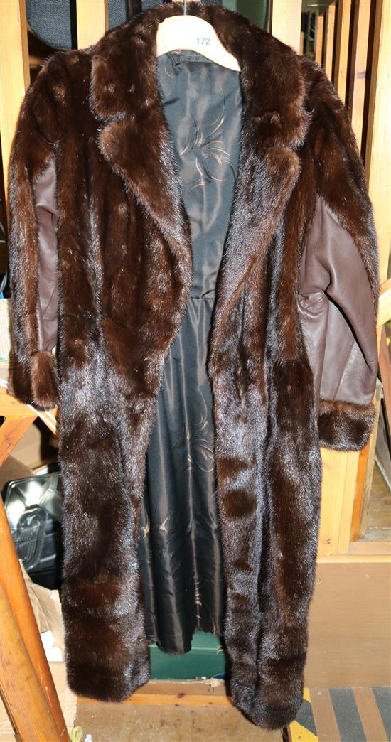 Mink and leather coat